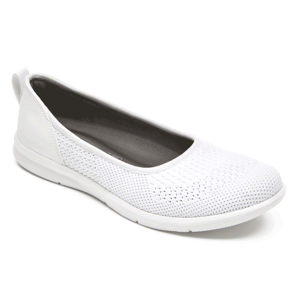 Rockport Singapore Womens Slip-On - Ayva Washable Knit Ballet White - FR3461287